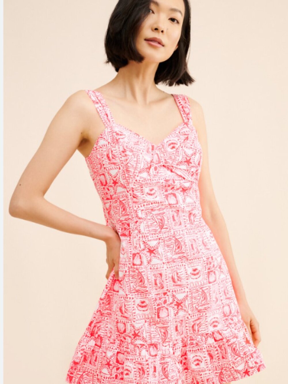 NWT Lilly Pulitzer -Rocko Cotton Romper - Sz 8 -Minzer Red Seaside Harbour Print